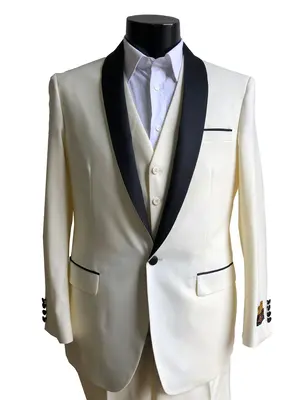 NLO-Shawl-Tux	Ivory-Black -  Tuxedo Wholesale  Distributors