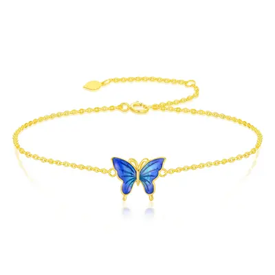 14K Gold Butterfly Charm Bracelet
