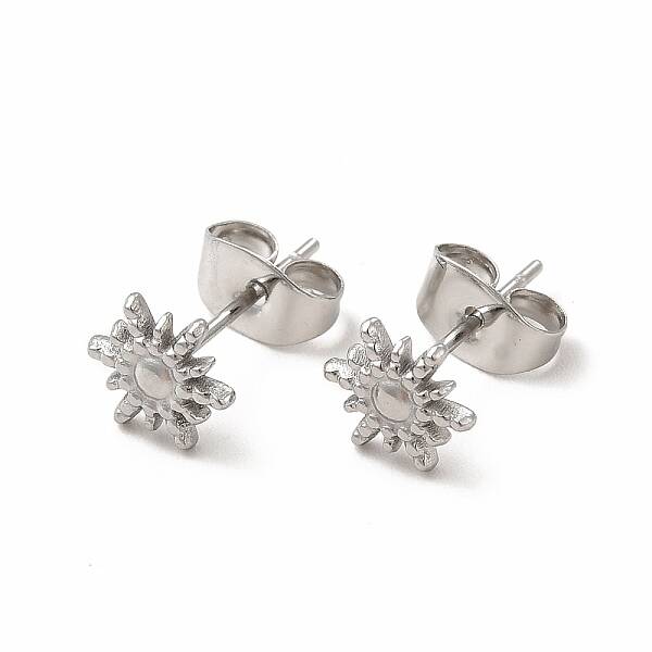 Non-Tarnish 304 Stainless Steel Sun Stud Earrings for Women