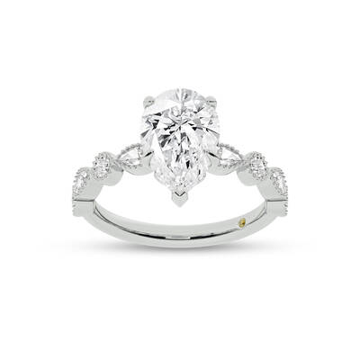 Zenith Pear Shape Lab Grown Diamond Engagement Ring | 10K White Gold 4 3/4 CT. TW.