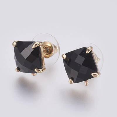 Faceted Glass Stud Earring Findings