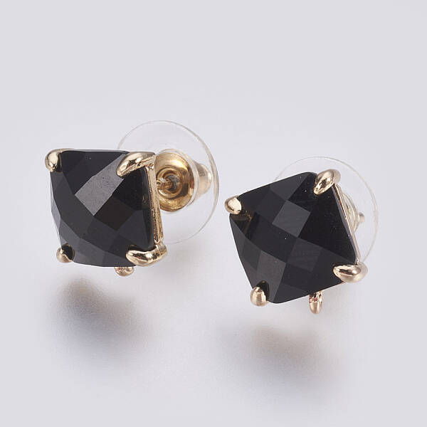 Faceted Glass Stud Earring Findings