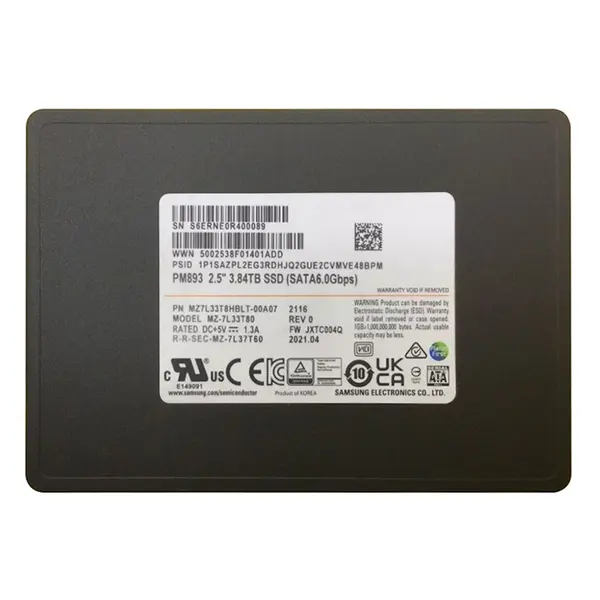 MZ-7L33T80 Samsung Enterprise PM893 Series 3.84TB Triple-Level Cell  SATA 6GB/s V-NAND 7mm 2.5-inch Solid State Drive