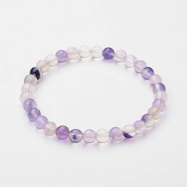 Natural Fluorite Beaded Stretch Bracelets