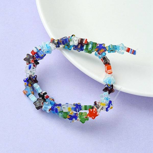 Flower Handmade Millefiori Glass Beads Strands
