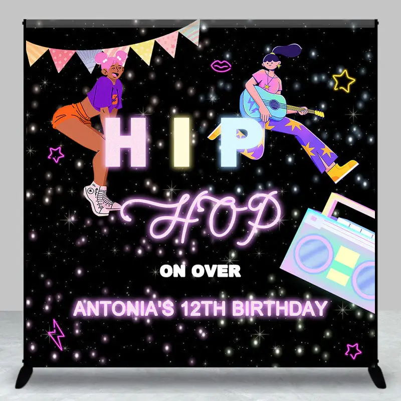 Aperturee Black Hiphop On Over Custom 12Th Birthday Backdrop | Custom Happy Birthday Banner | Diy Birthday Backdrop | Custom ...