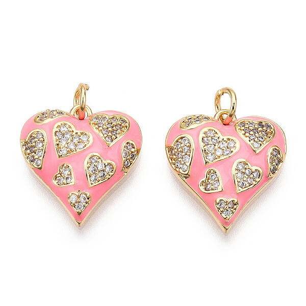 Real 18K Gold Plated Brass Micro Pave Clear Cubic Zirconia Pendants