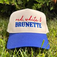 4th of July Embroidered Canvas Trucker Hat - Red White Brunette