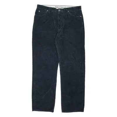 NAUTICA Womens Corduroy Trousers Blue Regular Straight W34 L32