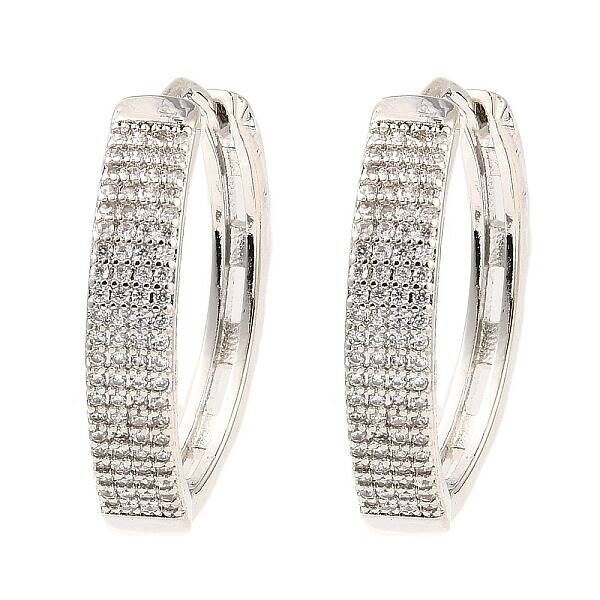 Brass Cubic Zirconia Hoop Earrings