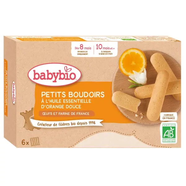 Babybio Organic Biscuits for Children 8 Months+ with Sweet Orange Essential Oil 6 Sachets
