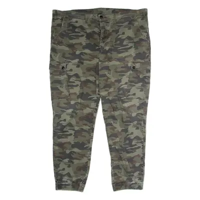 RAINBOW Cuffed Camouflage Cargo Mens Trousers Green Regular Straight W44 L32