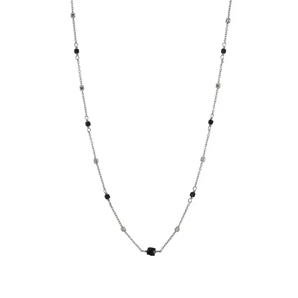 Alisia Elegante Collana In Argento Con Spinello Nero Al4098-Argento-Spinello