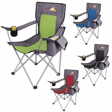 6 Custom Koozie Camp Chair - 300lb Capacity & Built-in Cooler
