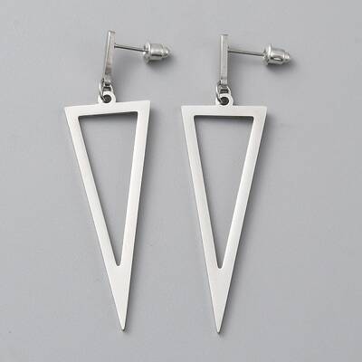 Alloy Hollow Out Triangle Dangle Stud Earrings for Women