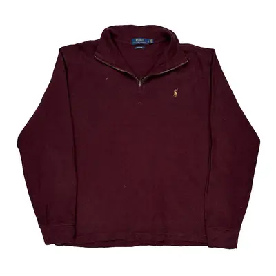 Polo By Ralph Lauren 1/4 Zip - Large Burgundy Cotton