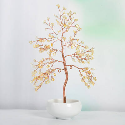 Undyed Natural Citrine Chips Tree of Life Display Decorations