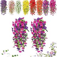 Artificial Morning Glory Hanging Decor, Hanging Basket, Waterproof Simulation Plant for Garden, Wall, Fence, Hanging Flower D...
