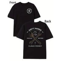 Graphic Cotton Graphic Print T-shirt Dirty Hands Clean Money Monogram Double Sided Print Gift Round Neck Short Sleeve Tee Man...