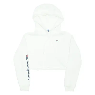 CHAMPION Cropped Womens White Hoodie XS