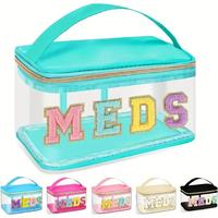 Letter Pattern Makeup Bag, 1 Piece Waterproof Cosmetic Bag with Zipper, Portable Large Capacity Travel Organizer, Makeup Stor...