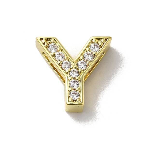 Brass Micro Pave Cubic Zirconia Beads