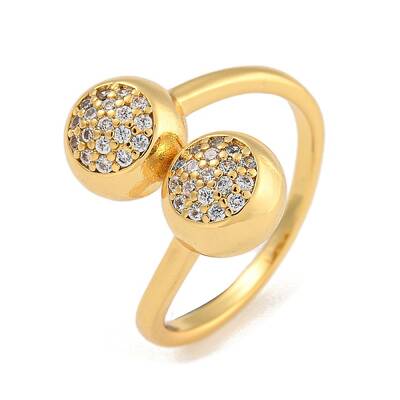 Brass Micro Pave Cubic Zirconia Cuff Rings