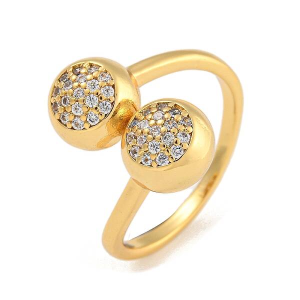 Brass Micro Pave Cubic Zirconia Cuff Rings