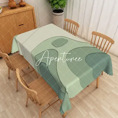 Aperturee Simple Green Curve Abstract Rectangle Tablecloth, 52 x 70 inch, 30.82 USD, rectangle tablecloths, ZJY04995-A
