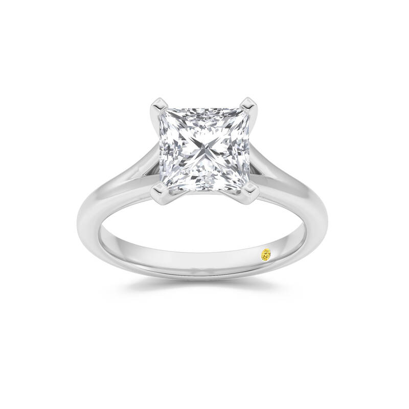 Luxen Split Shank Princess Cut Lab Grown Diamond Solitaire Ring | 18K White Gold 1 CT. TW.