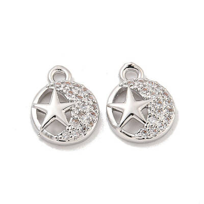 Brass Micro Pave Clear Cubic Zirconia Charms