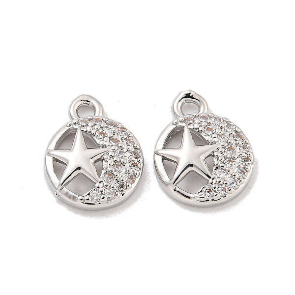 Brass Micro Pave Clear Cubic Zirconia Charms