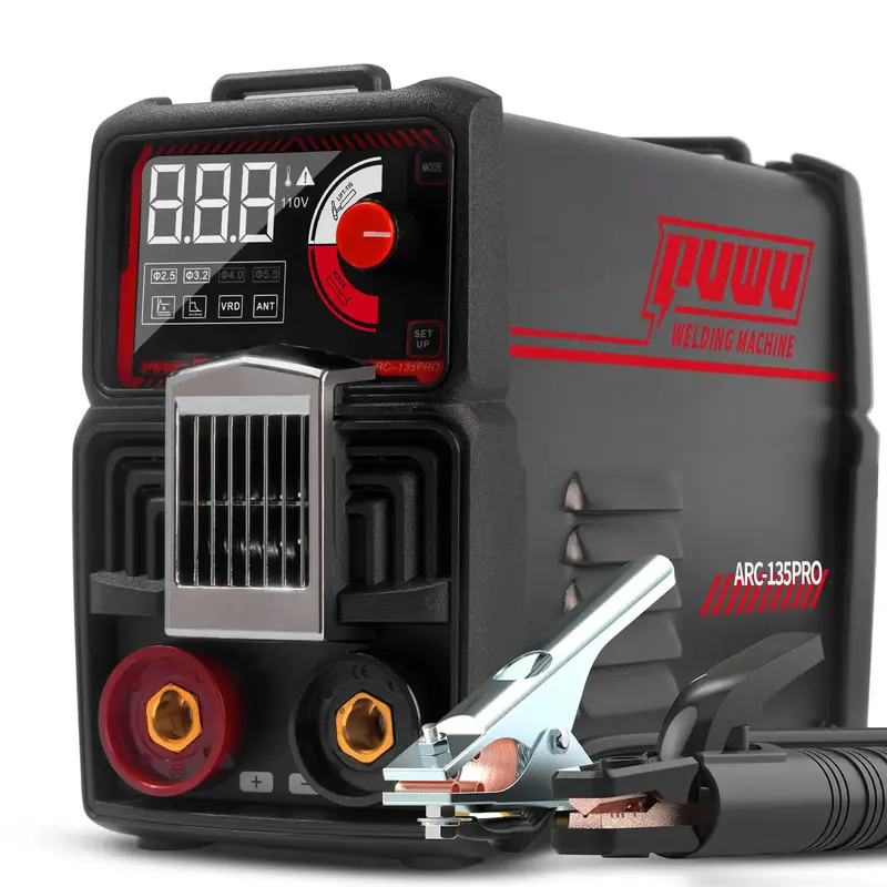 Puwu 110V 135A Rod Welder Digital Welder with Overheat Protection, Electrodes, Digital Screen, Quick Connectors, and Hot Star...