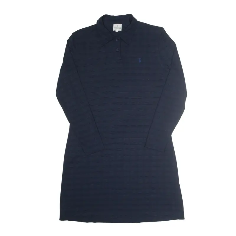 TRUSSARDI Shirt Dress Blue Check Long Sleeve Knee Length Womens UK 10