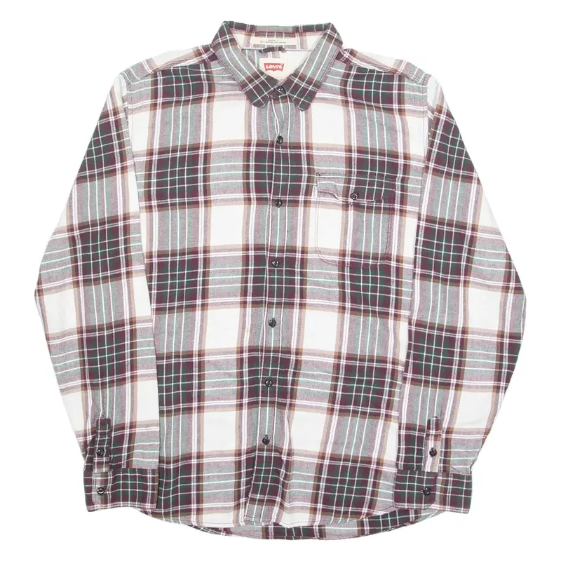 LEVI'S Mens Shirt Maroon Check Long Sleeve XL