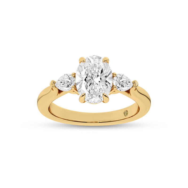 Bruges Three Stone Oval Lab Grown Diamond Engagement Ring | 18K Yellow Gold 4 1/5 CT. TW.