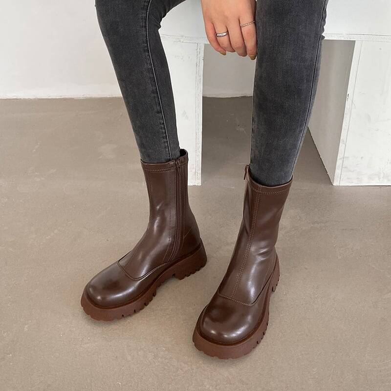 Chiko Lillyann Round Toe Block Heels Boots