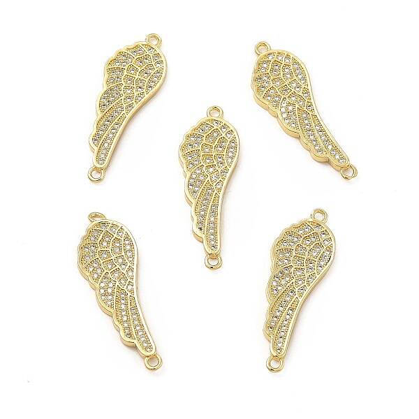 Brass Micro Pave Clear Cubic Zirconia Connector Charms