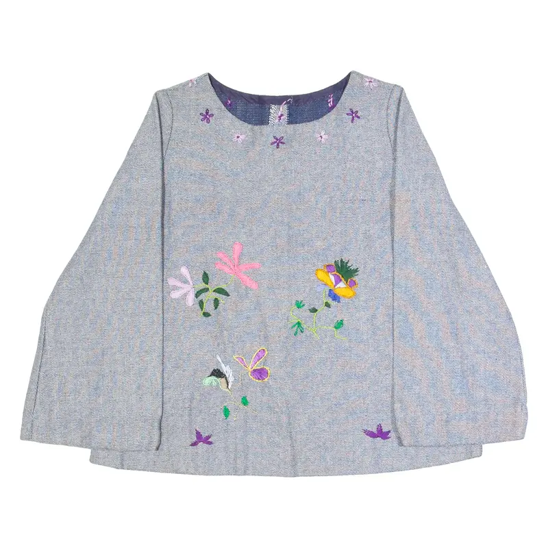Womens Blouse Blue Long Sleeve Floral S