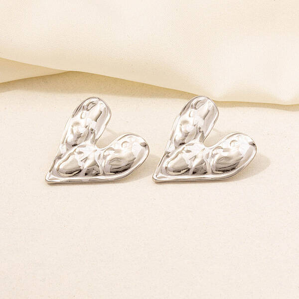 Stylish 304 Stainless Steel Heart Stud Earrings for Women