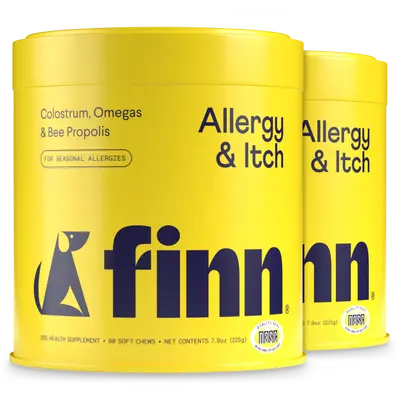 FINN Allergy & Itch 2-Pack - Soft Chew Supplement For Dogs  - Seasonal Allergy Relief with Bee Propolis, Quercetin, Zinc & Vi...