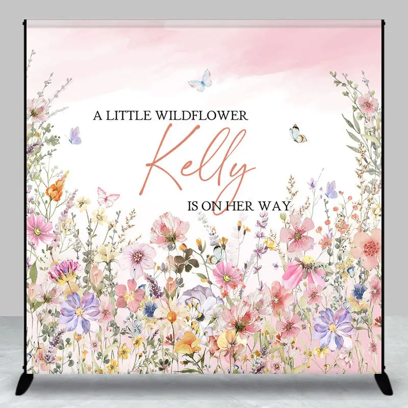Colorful Floral Butterfly Custom Baby Shower Backdrop - Aperturee