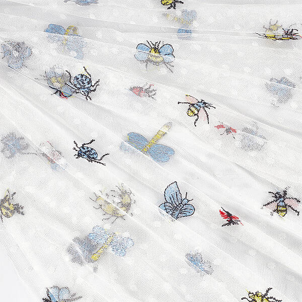 Insects Pattern Polyester Lace Embroidered Fabric for Dress