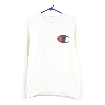 Champion Long Sleeve T-Shirt - Medium White Cotton