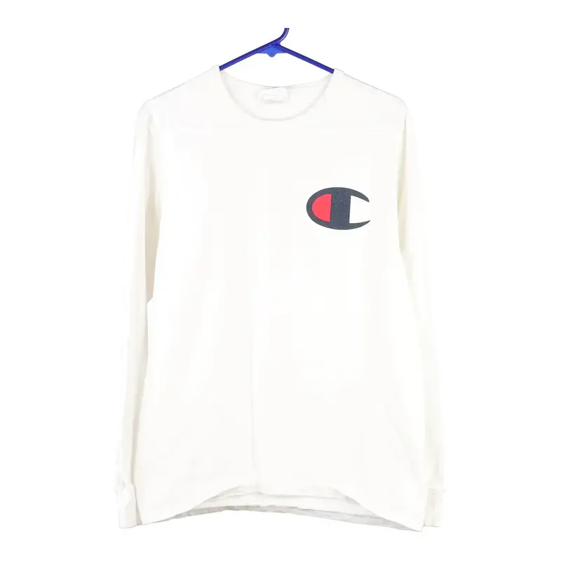 Champion Long Sleeve T-Shirt - Medium White Cotton