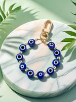Vintage Evil Eye Design Beaded Keychain, Fashionable Eye Design Keychain for Women & Men, Trendy All-match Keychain for Birth...