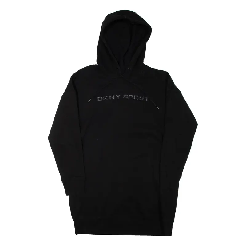 DKNY SPORT Hooded Womens Jumper Dress Black Long Sleeve Knee Length M