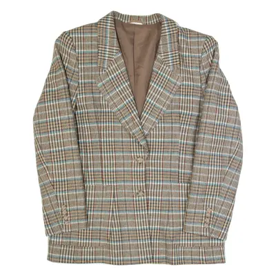 ALEXON Womens Blazer Jacket Brown Wool 90s Check M