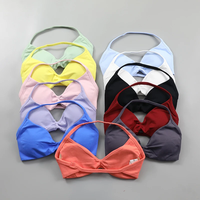 Impact Strappy Bra Women Ruched Halter Neck Workout Yoga Sports Bras Sexy Backless Seamless Gym Crop Top with beautiful back ...