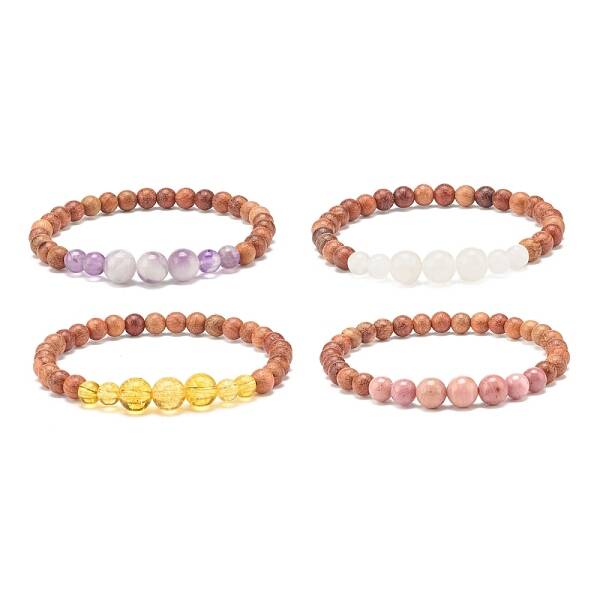 Natural Mixed Gemstone Beaded Stretch Bracelet